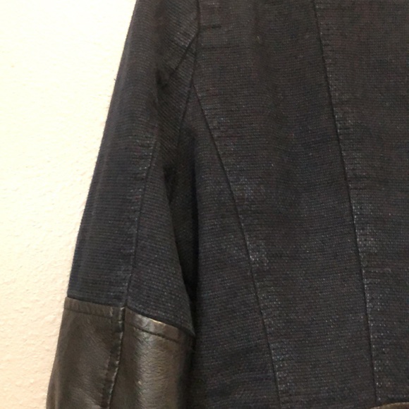 Blank NYC blue black canvas faux leather jacket Women's M biker motorcycle punk - Picture 14 of 16